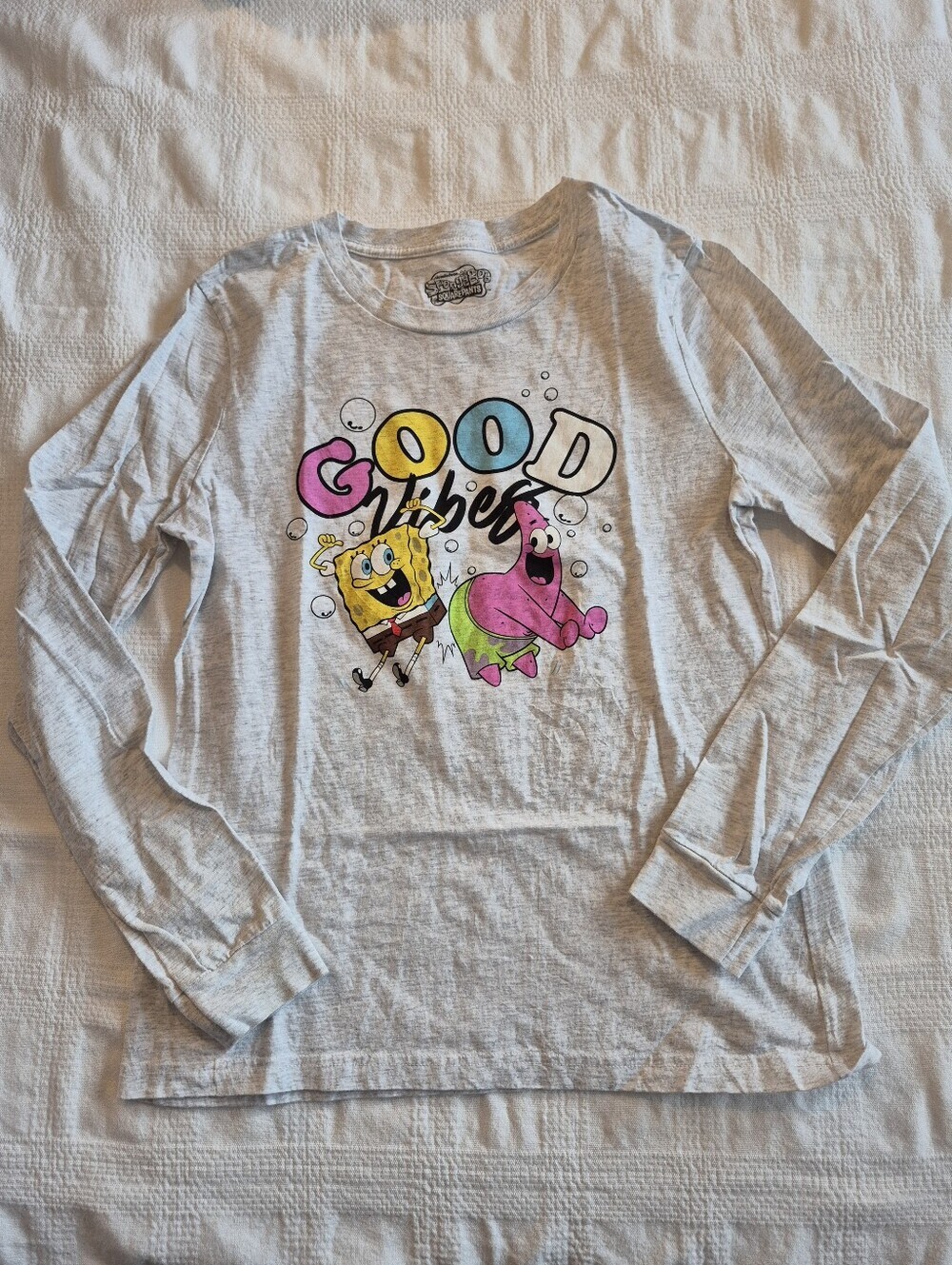 SpongeBob Squarepants women's Medium long sleeve gray shirt VGUC